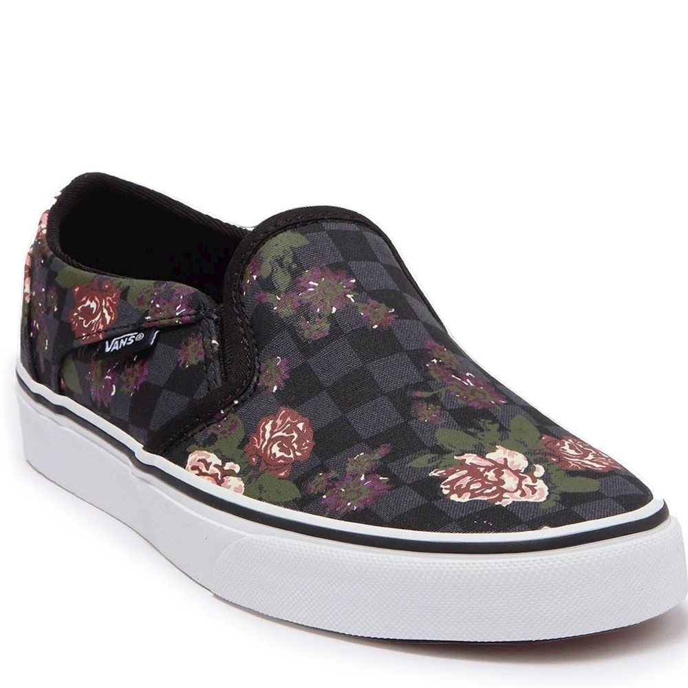 Women's Floral Checkerboard Slip-on Asher Vans